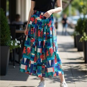 80's Mecca Vintage Colorful Geometric Print Skirt